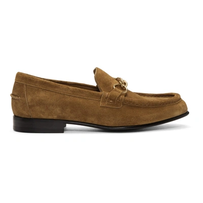 Shop Burberry Brown Suede Solway Loafers