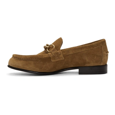 Shop Burberry Brown Suede Solway Loafers