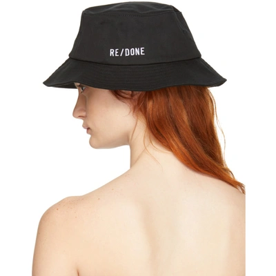 Shop Re/done Black Originals Logo Bucket Hat