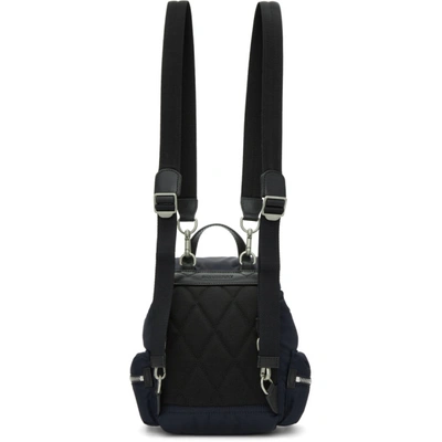 Shop Burberry Navy Small Puffer Crossbody Backpack In Ink Blue