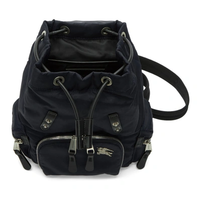 Shop Burberry Navy Small Puffer Crossbody Backpack In Ink Blue