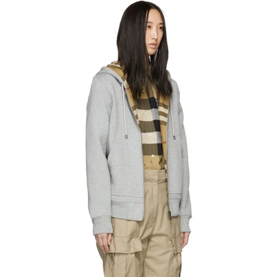 Shop Burberry Grey Fordson Zip-up Hoodie In Pale Grey M