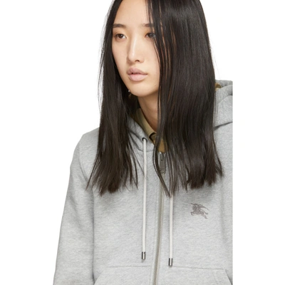 Shop Burberry Grey Fordson Zip-up Hoodie In Pale Grey M