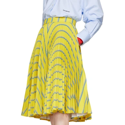 Shop Calvin Klein 205w39nyc Yellow Soleil Pleated Skirt In 763 Citron