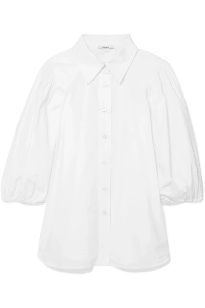 Shop Ganni Cotton-poplin Shirt In White