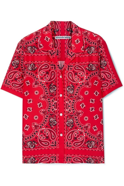 Shop Alexander Wang Printed Silk Shirt In Red