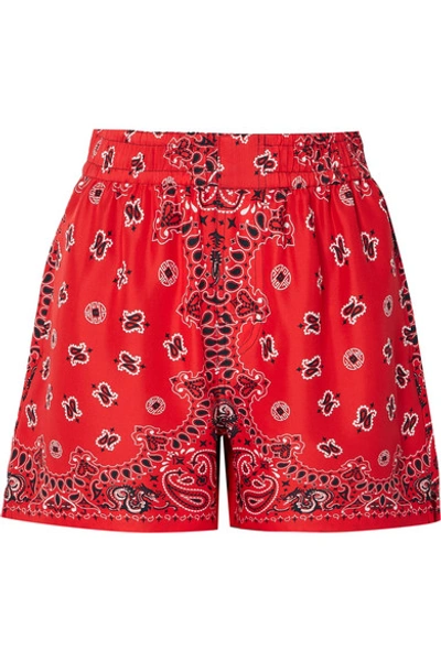 Shop Alexander Wang Printed Silk Shorts In Red