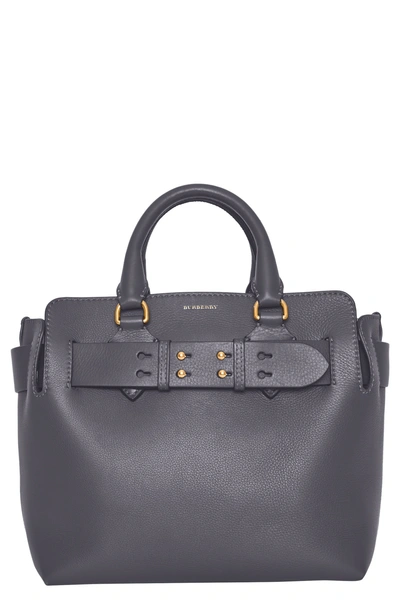 Shop Burberry Small Belt Triple Stud Leather Satchel In Charcoal Grey