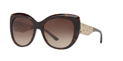Shop Bvlgari Bv8198bf 57 Tortoise Butterfly Sunglasses In Tortoise Frames/brown Lenses
