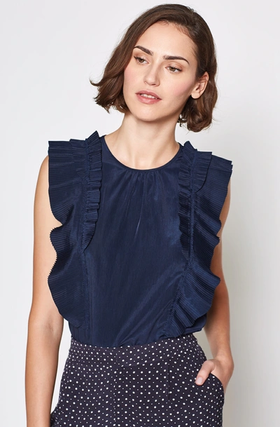 Joie Cruzita Pleated ruffle Blouse In Midnight ModeSens