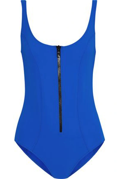Shop Lisa Marie Fernandez Woman Jasmine Zip-detailed Bonded Swimsuit Royal Blue