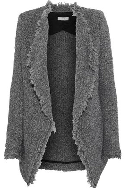 Shop Iro Woman Campbell Frayed Bouclé-knit Jacket Anthracite
