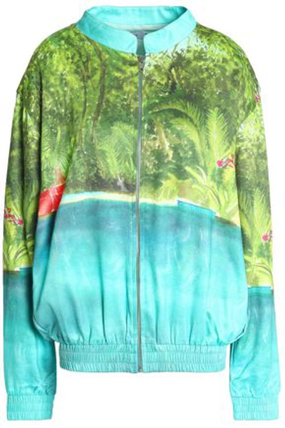 Shop Isolda Printed Shell Track Jacket In Turquoise