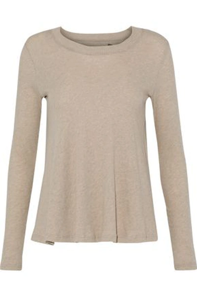 Shop Enza Costa Woman Split-back Cotton And Cashmere-blend Top Neutral