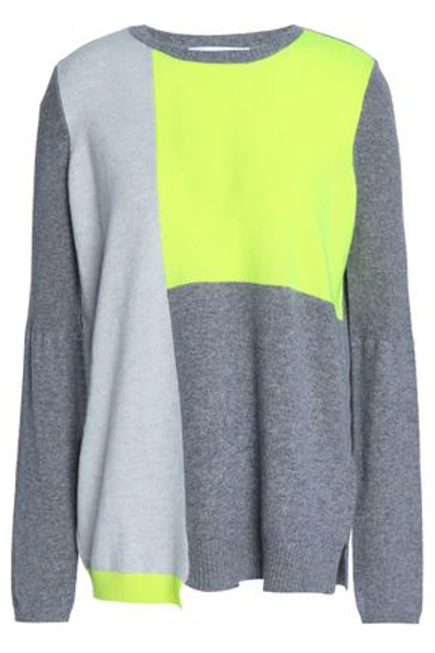 Shop Duffy Woman Color-block Cashmere Sweater Dark Gray