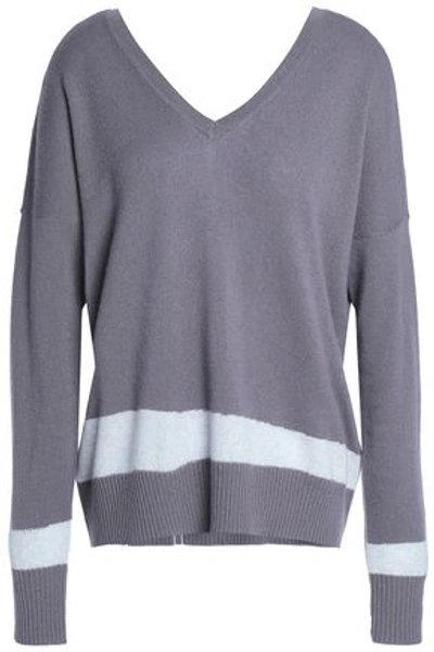 Shop Duffy Woman Striped Cashmere Sweater Dark Gray