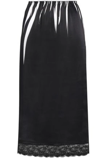 Shop Mcq By Alexander Mcqueen Mcq Alexander Mcqueen Woman Lace-trimmed Silk-satin Skirt Black