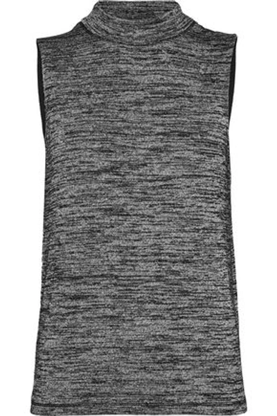 Shop Rag & Bone Woman Charley Cutout Mélange Stretch-knit Tank Black
