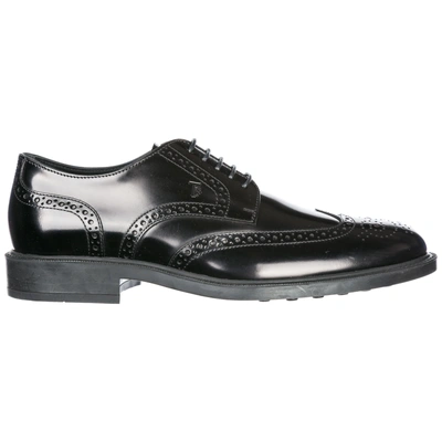 Shop Tod's Men's Classic Leather Lace Up Laced Formal Shoes Derby In Black