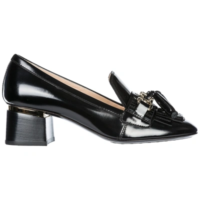Shop Tod's Women's Leather Pumps Court Shoes High Heel Double T In Black