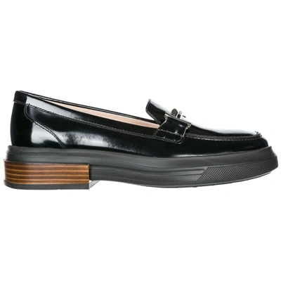 Shop Tod's Women's Leather Loafers Moccasins  Double T In Black