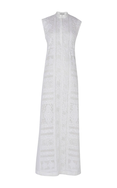 Shop Rahul Mishra Gulab Sleeveless Silk Blend Long Dress In White