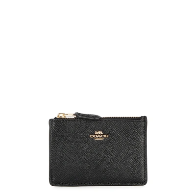 Shop Coach Mini Leather Card Holder In Black