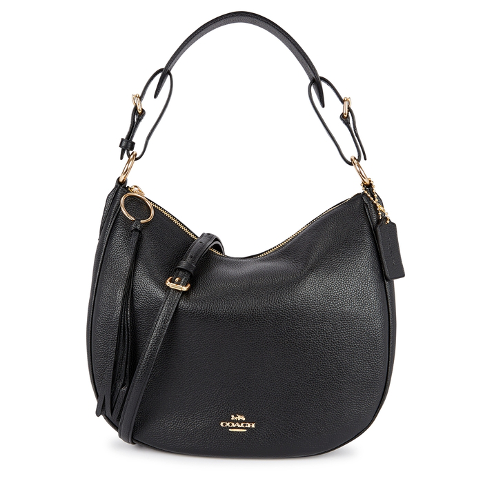 Coach Polished Pebble Leather Sutton Hobo Bag In Black | ModeSens