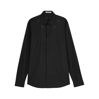 Shop Givenchy Black Star-embroidered Cotton Shirt