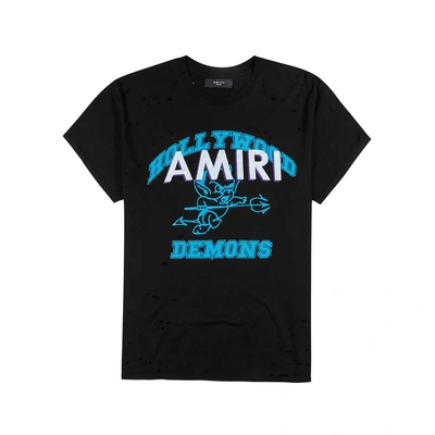 Shop Amiri Team Black Printed Cotton T-shirt