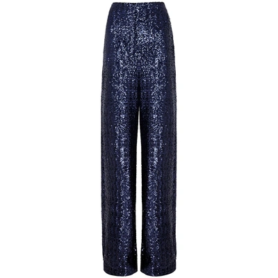 Shop Roland Mouret Fabien Sequinned Wide-leg Trousers