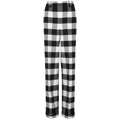 Shop Altuzarra Gavi Checked Wide-leg Trousers In Black