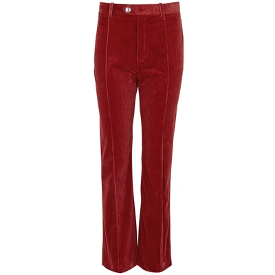 Shop Chloé Rust Slim-leg Corduroy Trousers