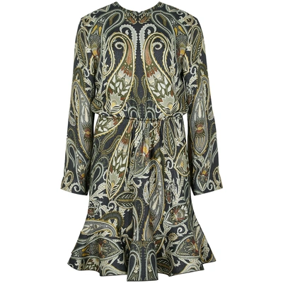 Shop Chloé Paisley-print Metallic-weave Dress In Grey