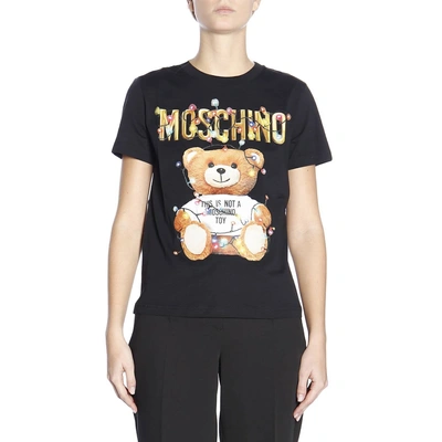 Shop Moschino Capsule Collection Teddy Christmas Print T-shirt In Black