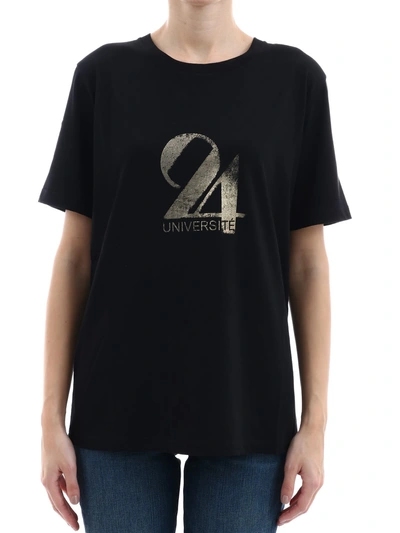 Shop Saint Laurent Black T-shirt 24 Université In Black/gold