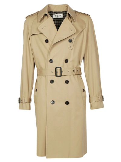 Shop Saint Laurent Trench Coat In Sable