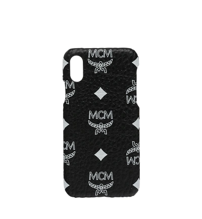 Shop Mcm Iphone X Case In White Logo Visetos In White Logo Black