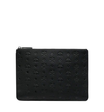 Shop Mcm Crossbody Pouch In Monogram Leather In Black | Black