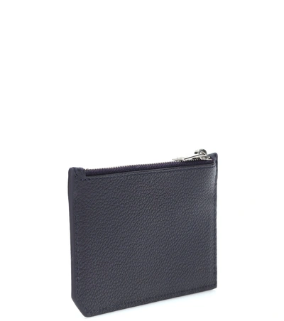 Shop Saint Laurent Leather Card Holder In Blue