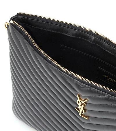 Saint Laurent Cassandre Matelassé Leather Clutch In Nero