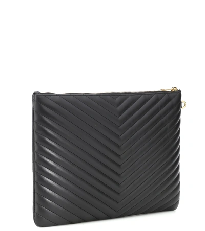 Saint Laurent Cassandre Matelassé Leather Clutch In Nero