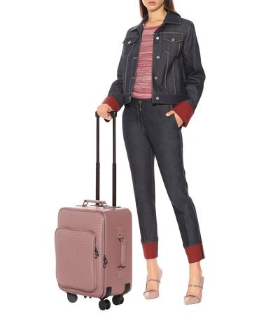 Shop Bottega Veneta Intrecciato Leather Suitcase In Pink