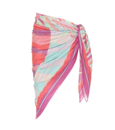 Shop Emilio Pucci Beach Printed Cotton Sarong In Multicoloured