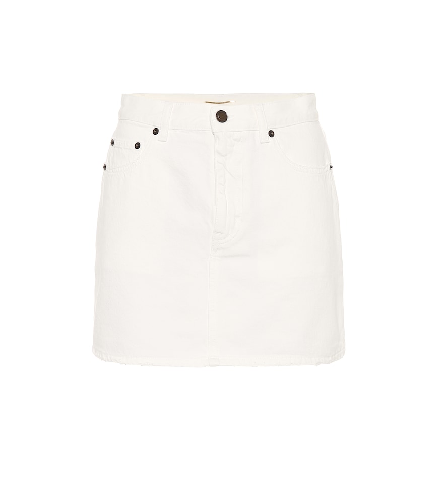 Saint Laurent Denim Miniskirt In White | ModeSens