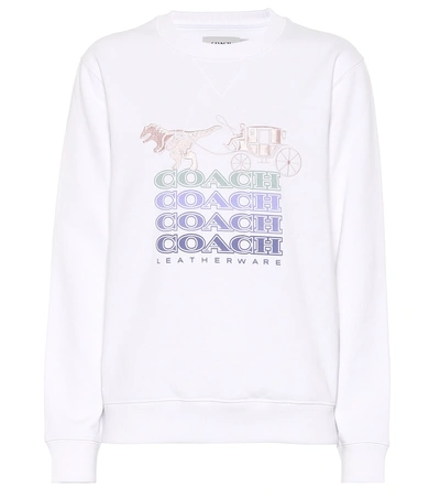 Shop Coach Embroidered Cotton Sweatshirt In White