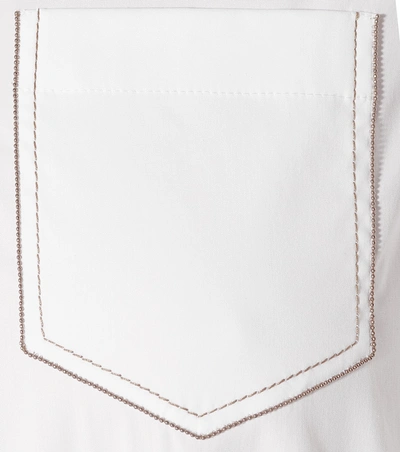 Shop Brunello Cucinelli Stretch Cotton-blend Shirt In White