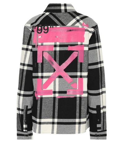 Shop Off-white Checked Cotton-blend Shirt In Multicoloured
