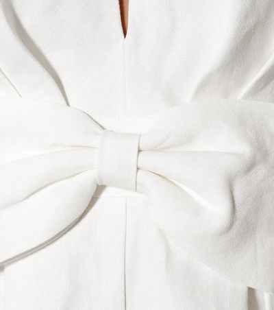 Shop Zimmermann Bow Linen Jumpsuit In White