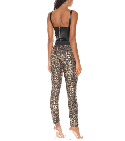 Shop Dolce & Gabbana Leopard Sequined Leggings In Multicoloured